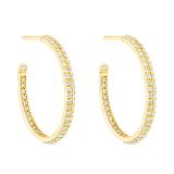 18k Yellow Gold and Diamond Hoop Earrings