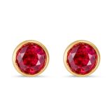 18k Round Brilliant Ruby Studs