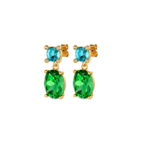 Antonia Yellow Gold Aqua & Green Drop Earrings