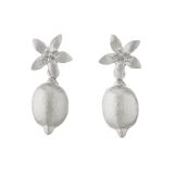 Alex Monroe Lemon Blossom Stud Earrings with Lemon Drops in Sterling Silver