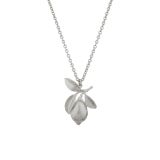 Large Lemon & Leaf Necklace in Sterling Silver