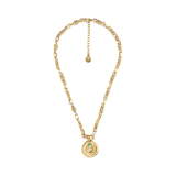 Talisman Cancer Turquoise Stone Yellow Gold Plated Medallion