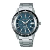 Seiko Petrol Blue Style 60s Road Trip GMT, Presage 40.75mm, Blue Dial, Automatic Movement, Stainless Steel Case, Stainless Steel Bracelet Watch SSK009J1