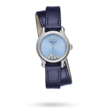 Happy Sport 25mm, Blue Dial, Quartz Movement, Stainless Steel Case, Blue Calfskin Leather Strap Watch