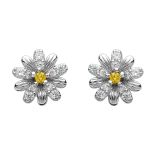 Sterling Silver Daisy Topaz Cubic Zirconia Stoneset Earrings