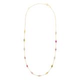 N9ne 9k Yellow Gold Multi Colour Stone Set Chain Pendant Necklace