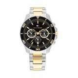 Tommy Hilfiger Jordans Mens 43mm White Dial Quartz Movement Two Toned Stainless Steel Bracelet Watch
