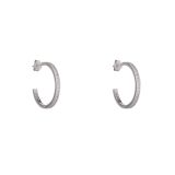 Sterling Silver Channel Set CZ 20mm Hoop Earrings