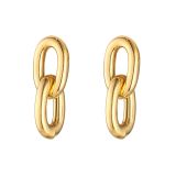 Sterling Silver Yellow Double Chunky Link Drop Earrings