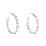 Sterling Silver Inside Out Pear Shape Cubic Zirconia Hoop Earrings
