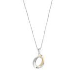 Sterling Silver Fancy 2-Tone Open Circle Pendant Necklace