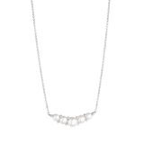 Sterling Silver CZ 5 Freshwater Pearl Bar Necklace