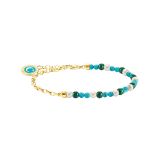 Thomas Sabo Multicolour Beads Gold Plated Charm Carrier Bracelet 19cm