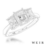 Platinum Lab Grown 1.00ct E VS1  Radiant cut Lab Grown Diamond Dress Ring