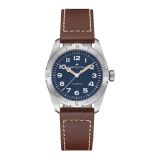 Expedition Auto Khaki Field 37mm, Blue Dial, Automatic Movement, Stainless Steel Case, Brown Leather Strap Watch