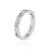 18k White Gold Diamond Leaf Wide Set Ring