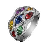 18k Multicoloured Sapphire and Diamond Ring