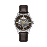 DS-1 Skeleton 40mm Black Dial Leather Strap Watch