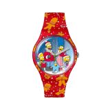 The Simpsons Collection WONDROUS WINTER WONDERLAND 41mm, Round Blue Dial, Quartz, Red Case, Red Strap Watch