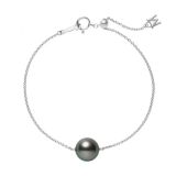 Mikimoto Black South Sea Pearl 18k White Gold Adjustable Chain Bracelet