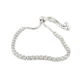 N9ne Sterling Silver CZ Rubover Tennis Style Bracelet