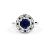 18k White Gold 1.7ct Sapphire & Diamond Compass Ring