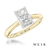 18ct yellow gold Lab Grown 1.51ct E VS1  Radiant cut Lab Grown Diamond Dress Ring