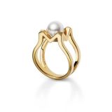 Mikimoto 18k Yellow Gold M Collection 7.75mm Akoya Pearl Ring Size 53