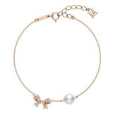Akoya Pear 18k Rose Gold White Diamond Ribbon Adjustable Bracelet