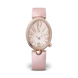 Reine De Naples 36.5x28.4mm, Pink Dial, Self Winding Movement, 18k Rose Gold Diamond Set Case, Calfskin Leather Strap Watch
