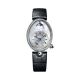 Reine De Naples 36x28mm, Mother of Pearl Dial, Self Winding Movement, White Gold Diamond Set Case, Black Leather Strap Watch