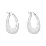 Sterling Silver Bombayed Open Hoop Earrings