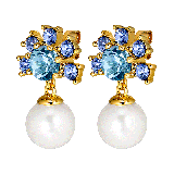 Veronica Gold Aqua Blue Drop Earrings
