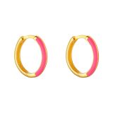 N9ne 9k Yellow Pink Enamel Huggie Earrings