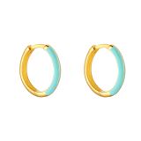 N9ne 9k Yellow Gold Blue Enamel Huggie Earrings