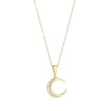 N9ne 9k Yellow CZ Edged Moon Pendant Necklace
