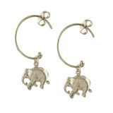Silver Sterling Indian Elephant Hoop Earrings