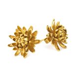 Gold Plated Chrysanthemum Flower Stud Earrings