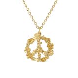 Gold Plated Silver Sterling Floral Peace sign "Faith" Necklace