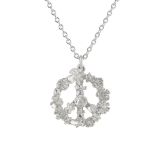 Silver Sterling Floral Peace sign "Faith" Necklace