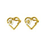 Silver & Gold Plated Posy Heart Stud Earrings