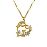 Silver Sterling Gold Plated Posy Heart Necklace