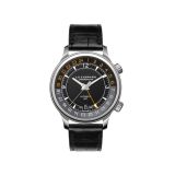 GMT One, L.U.C 42mm, Black Dial, Automatic Movement, Stainless Steel Case, Black Alligator Leather Strap Watch