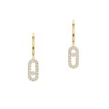 18K Yellow Gold Move Uno Hoop Diamond Earrings