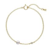 Mikimoto White Akoya Pearl 18k Yellow Gold 5mm Diamond Bracelet