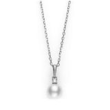 Mikimoto 18k White Gold 6.5mm Akoya Cultured Pearl Pendant Necklace