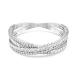 Swarovski Rhodium Plated White Mixed Cut Crystal Infinity Hyperbola Cuff Bangle