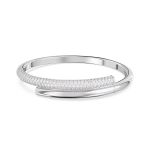 Rhodium Plated White Crystal Magnetic Closure Dextera Bangle