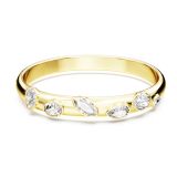 Gold-Toned Plated White Mixed Cut Crystals Dextera Bangle