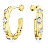 Swarovski Gold-Toned Plated Mixed Cut White Crystal Dextera Hoop Earrings
